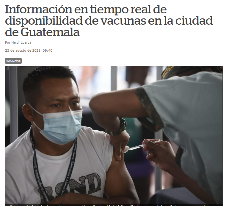 Información en tiempo real de disponibilidad de vacunas en la ciudad de Guatemala
